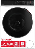Sharp 12 kg Waschmaschine, Inverter, WiFi, Dampf, Schnellprogramm, Energieklasse A, Weiß