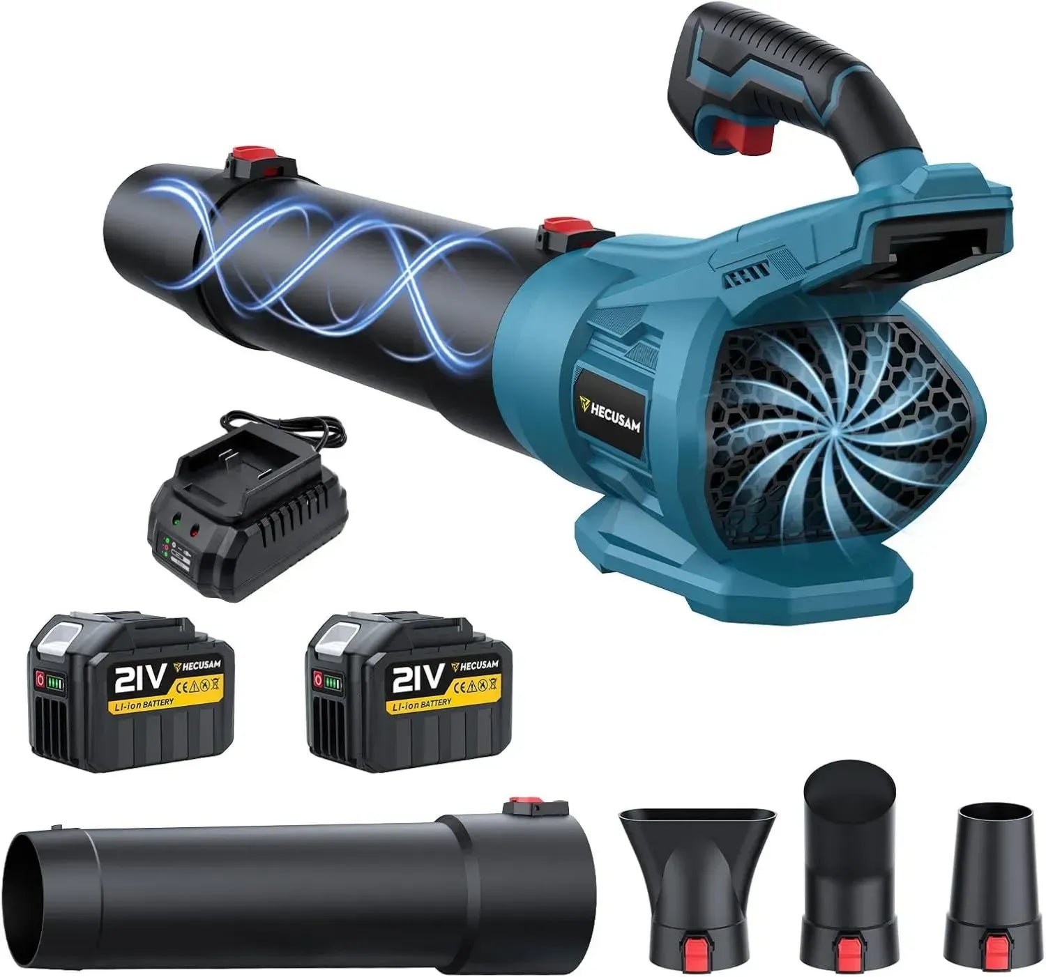 Kabelloser Laubbläser, kompatibel mit Makita 18V Akkus, bürstenloser Motor, 2 Akkus, 288 km/h Luftgeschwindigkeit, 800 m³/h Luftvolumen, inklusive Ladegerät und 3 Düsen für Garten und Reinigung